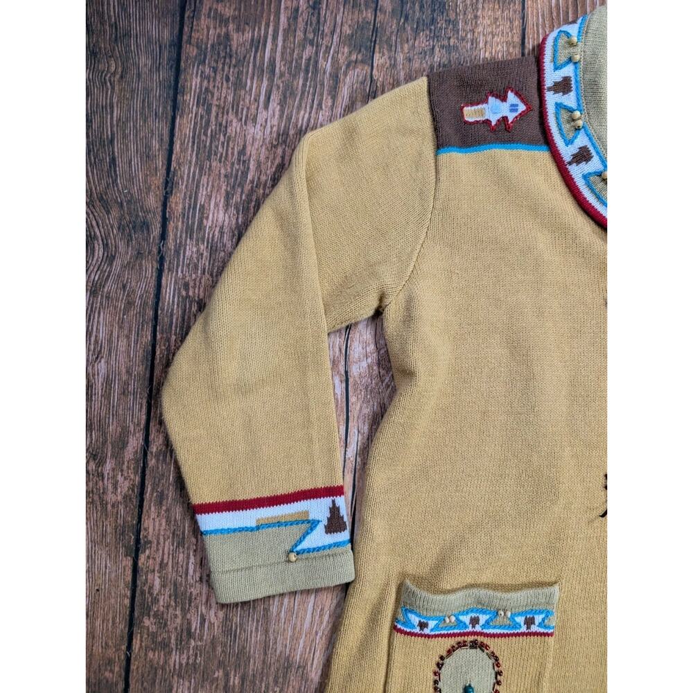 KNITS BY STORYBOOK Womens Native American Southwestern Button Cardigan Large - Picture 3 of 16